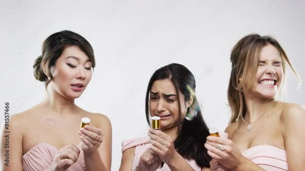 Bridesmaids popping party popper slow motion wedding photo booth series Bridesmaids popping party popper slow motion wedding photo booth series