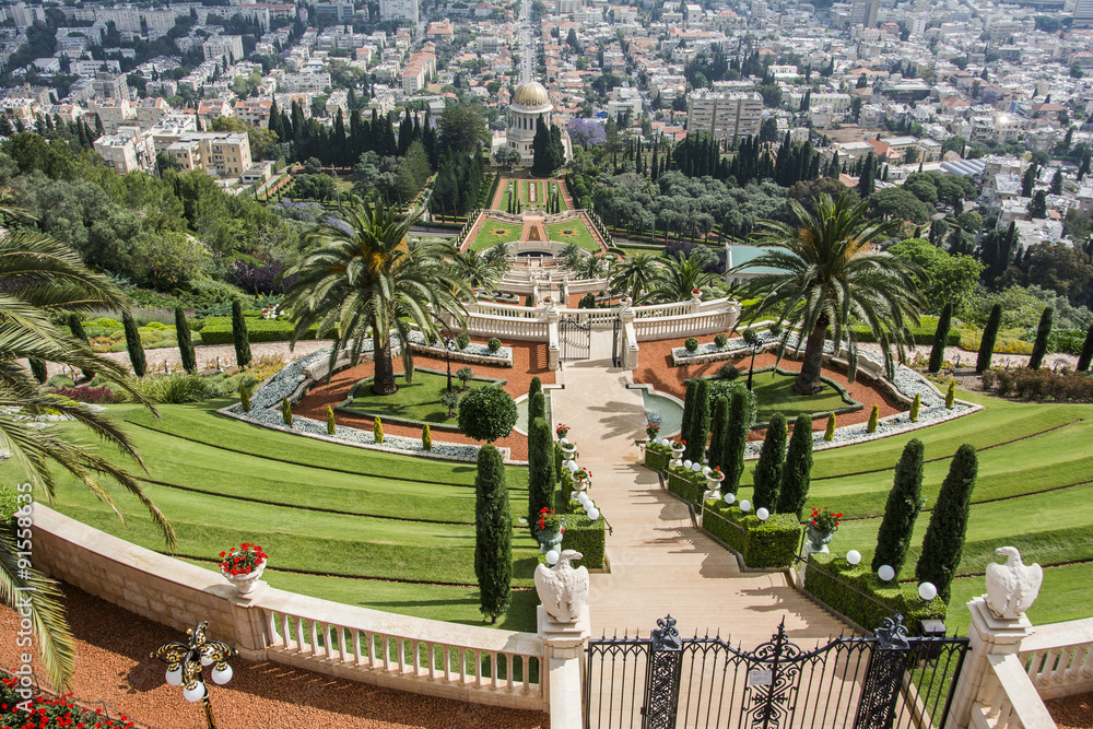 Haifa, Terrassen zum Baha´i-Schrein. Haifa, Terrassen zum Baha´i-Schrein.