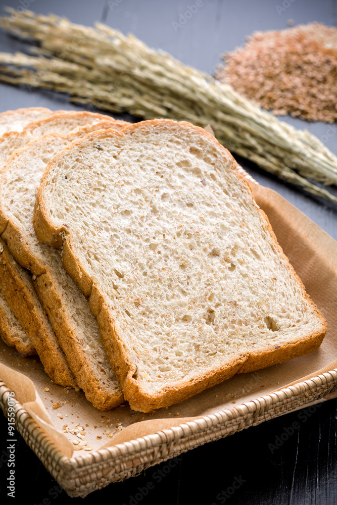 Whole Grain Bread Slice / Whole Grain Bread / Whole Grain Bread on Black Background