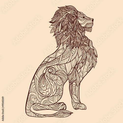 Fototapeta Naklejka Na Ścianę i Meble -  Lion Sketch Illustration