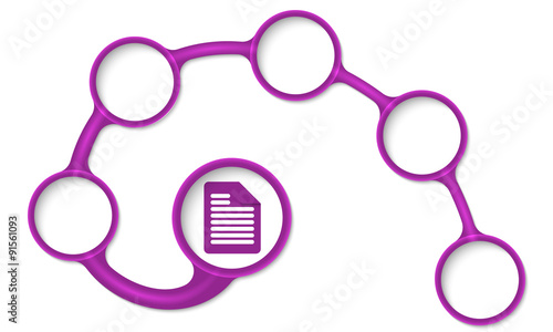 Purple circular text boxes for your text and document