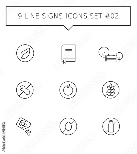 Line signs icon set