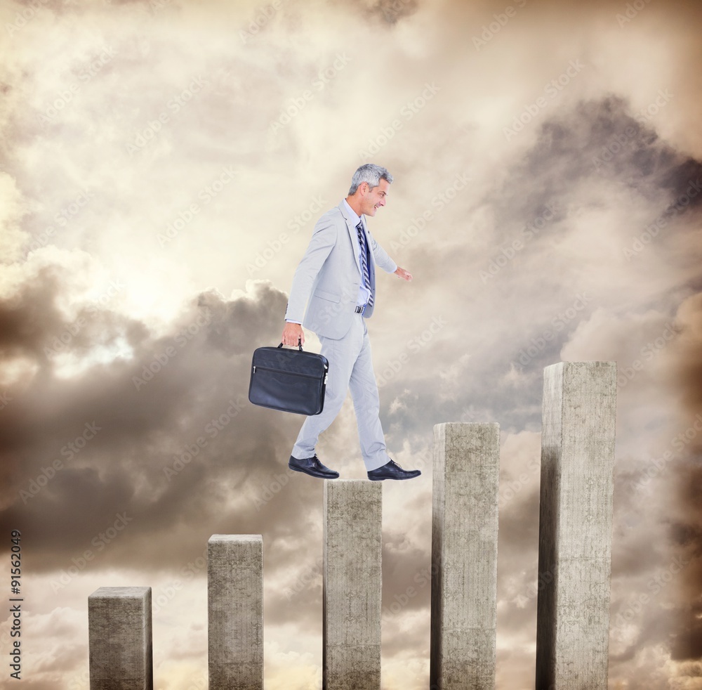 Composite image of side view of businessman walking Composite image of side view of businessman walking