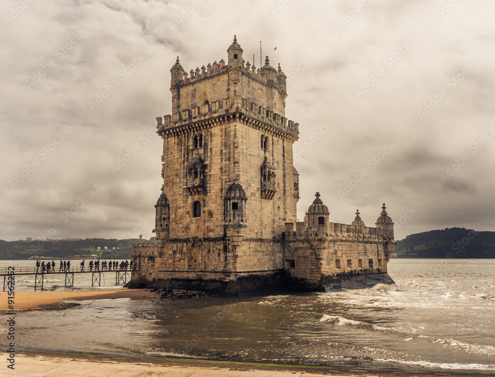Belem Tower on the Tagus river in Lisbon