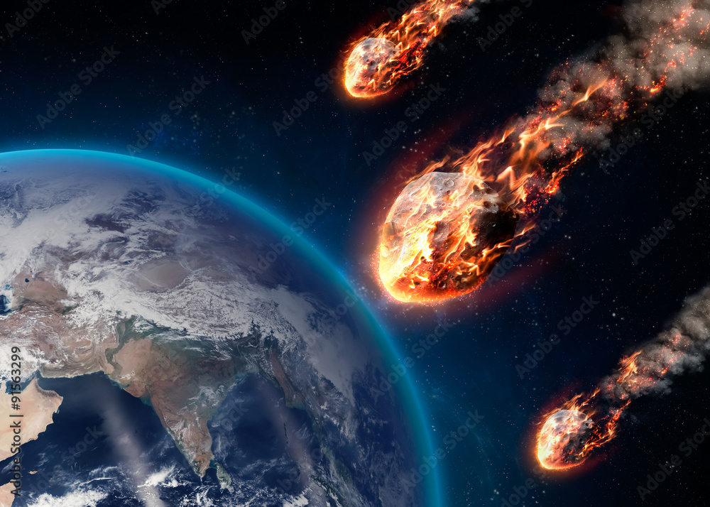 Obraz premium Meteor glowing as it enters the Earth's atmosphere