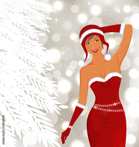 Christmas beautiful disco diva, holiday background