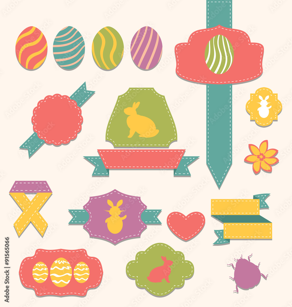 Easter scrapbook set - labels, ribbons and other elements (1)