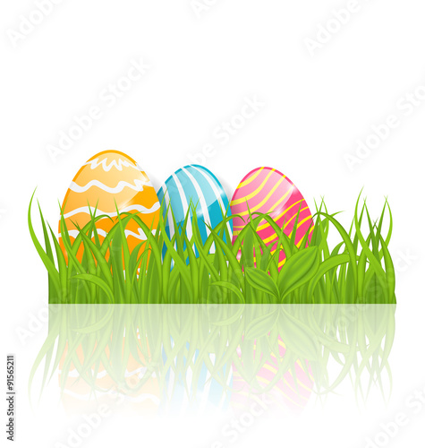 Easter background with paschal ornamental eggs