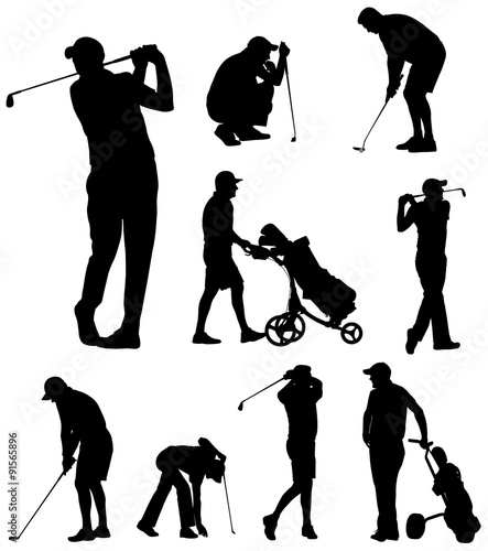 golfer silhouettes collection - vector