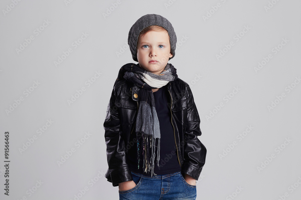fashionable child. handsome little boy in winter clothes fashionable child. handsome little boy in winter clothes