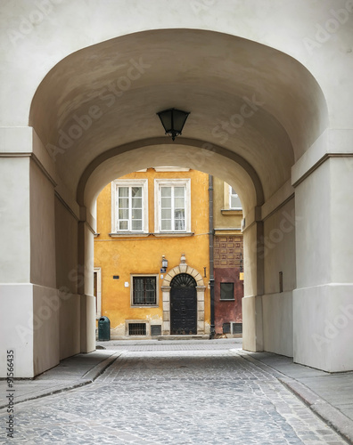 archway in a street of Warsaw #91566435