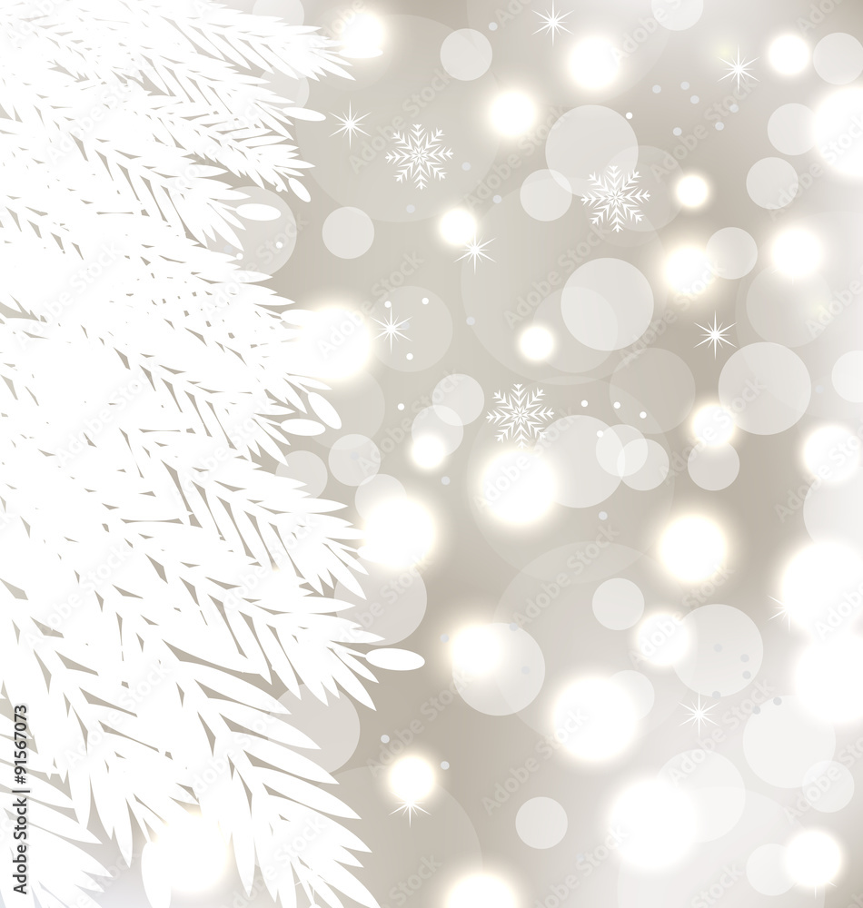Obraz premium Abstract winter glowing background with fur-tree