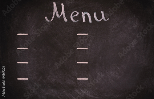 Restaurant menu board on blackboard. isolated over white
