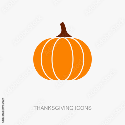 Pumpkin icon, Harvest Thanksgiving vector