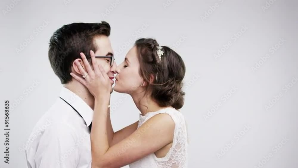 Married couple kissing slow motion wedding photo booth series Married couple kissing slow motion wedding photo booth series
