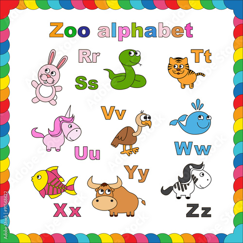 Outline zoo alphabet to be colored.