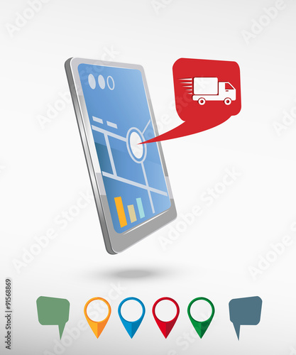Fast delivery service icon and perspective smartphone vector rea