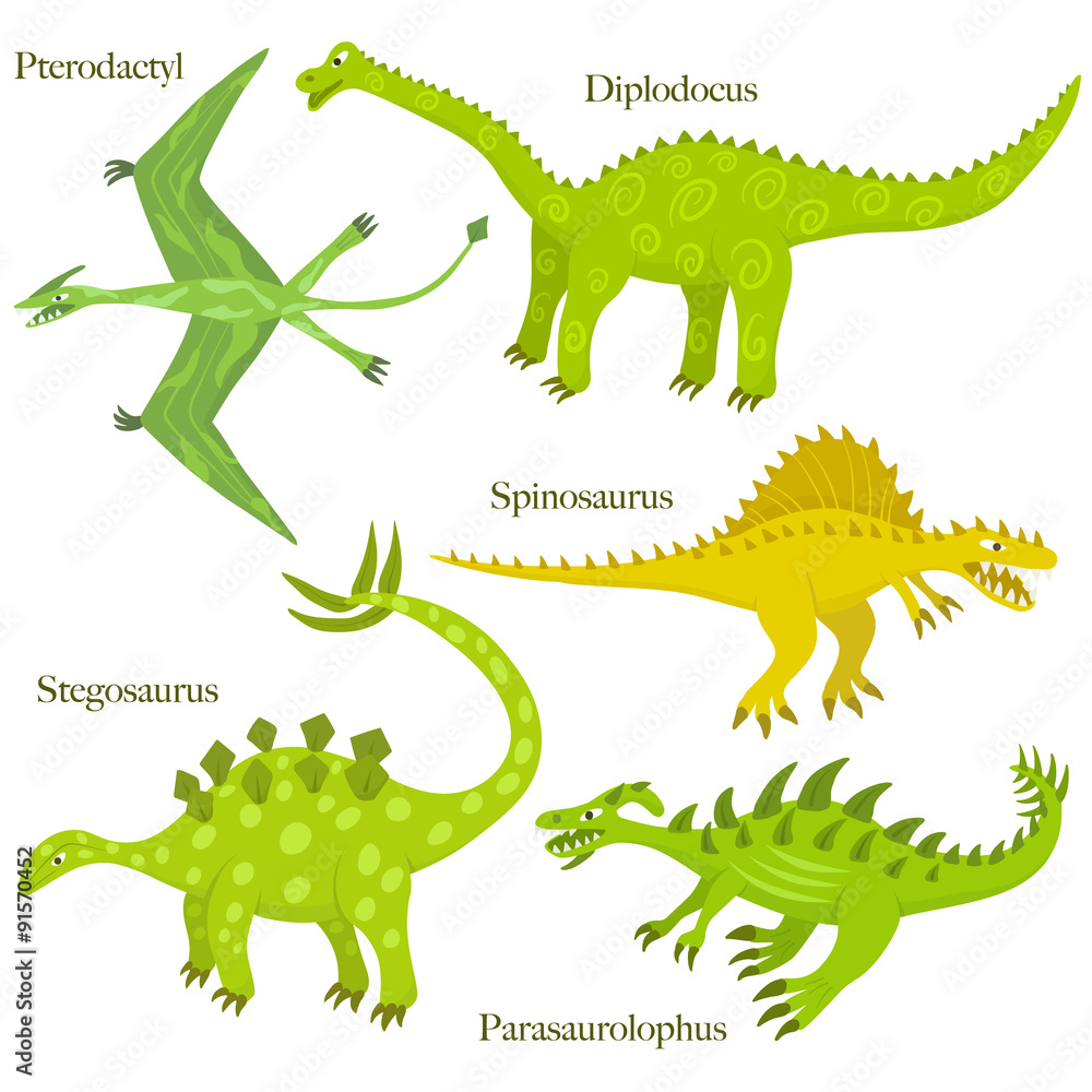 Dinosaur Sauropod, Ankylosaurus, Pterodactyl, Eggs, Tirannosaurus,  Stegosaurus, Fern Stock Illustration - Illustration of beast, background:  165002183