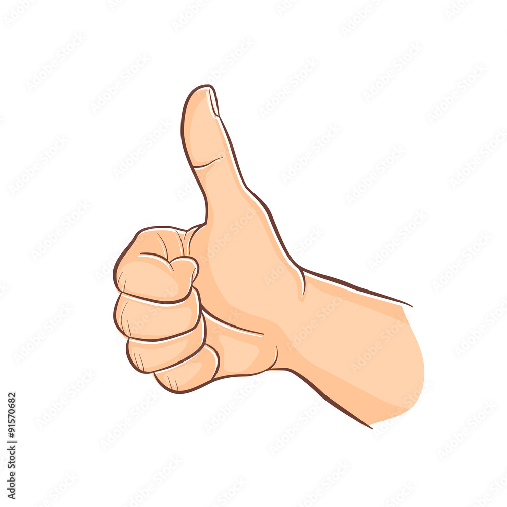 Man hand outline isolated on white background. Human gesture. Thumb up. Man hand outline isolated on white background. Human gesture. Thumb up.