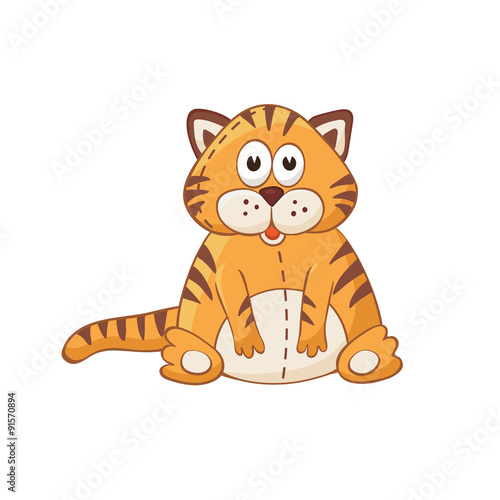 Fototapeta Naklejka Na Ścianę i Meble -  Cute cartoon animal. Cartoon cat character. Cartoon tiger. Stuffed toy.