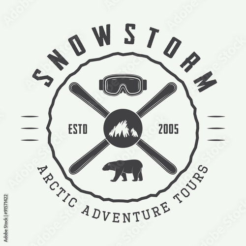 Vintage mountaineering and arctic expeditions logos, badges, emb