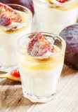 Homemade yogurt with  figs and  honey, selective focus