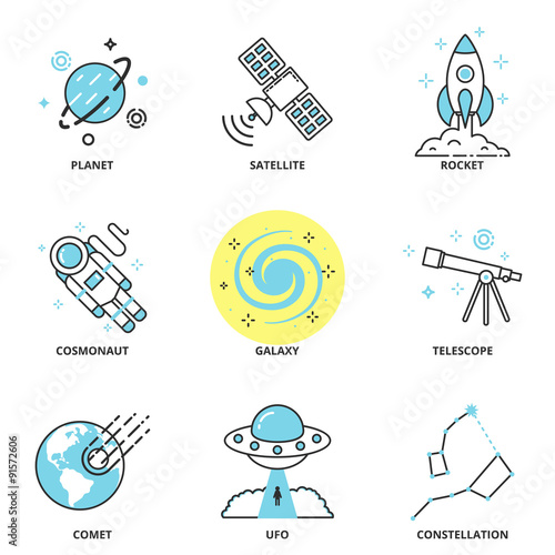 Space vector icons set