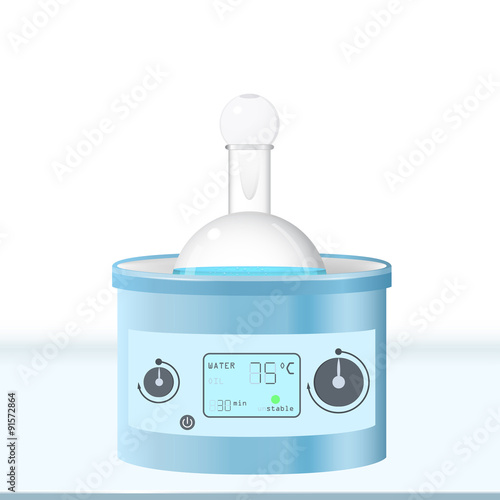 Chemical water bath on table