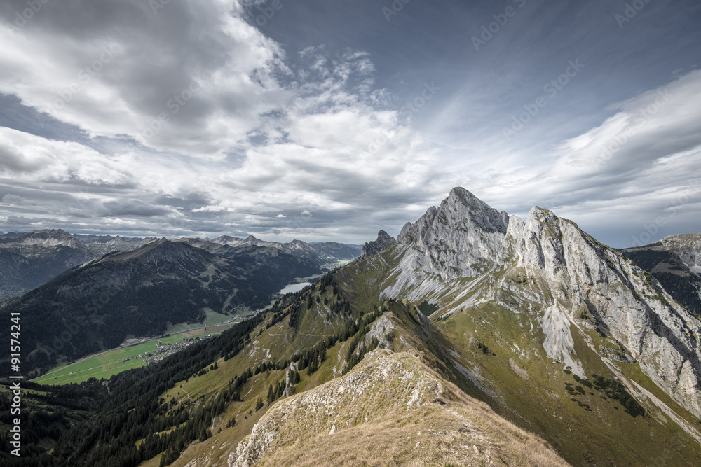 rough rocky mountain summits at tannheimertal and lechtal