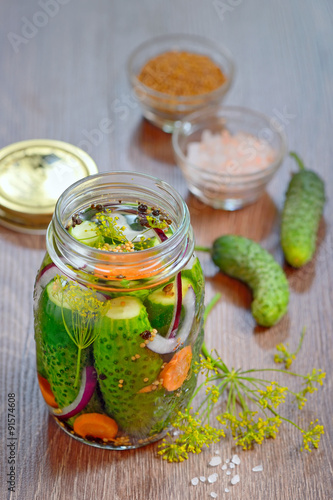 Pickled cucumbers, homemade preserved