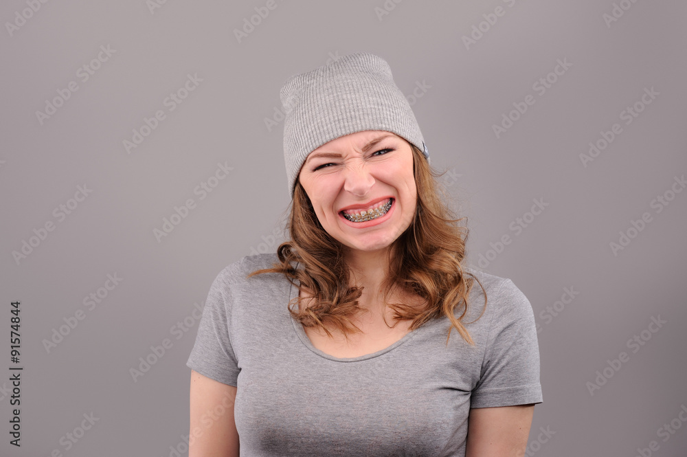 woman with funny face woman with funny face