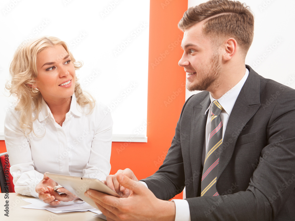 Fototapeta premium Business people working together on laptop in office