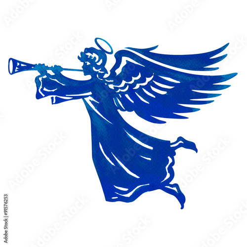 Valokuvatapetti Beautiful angel with wings and trumpet