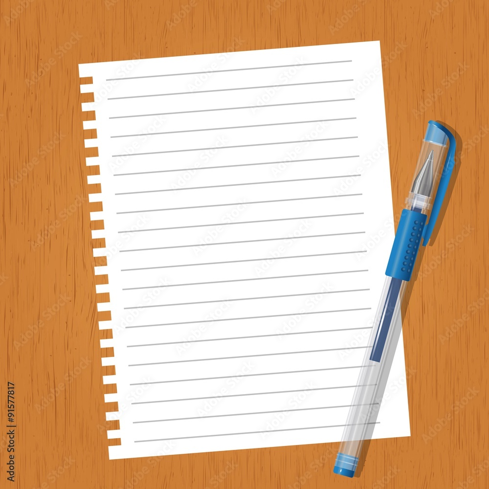 Sheet with lines and a pen Sheet with lines and a pen