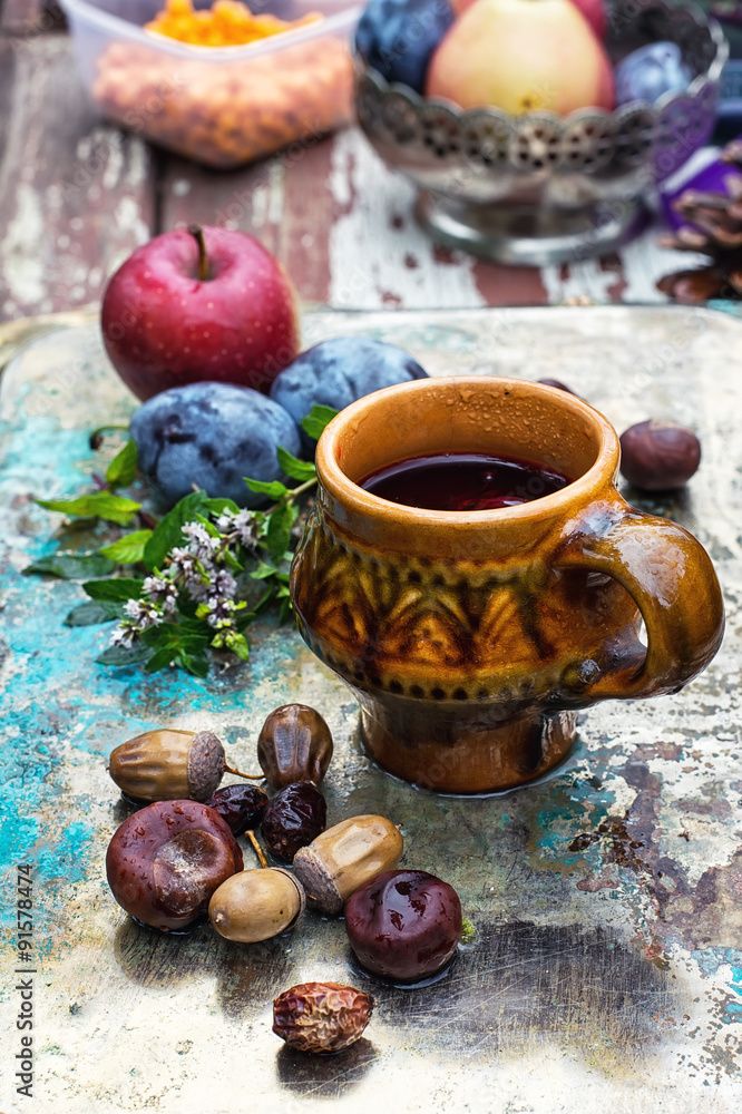 Cup of tea in the autumn style