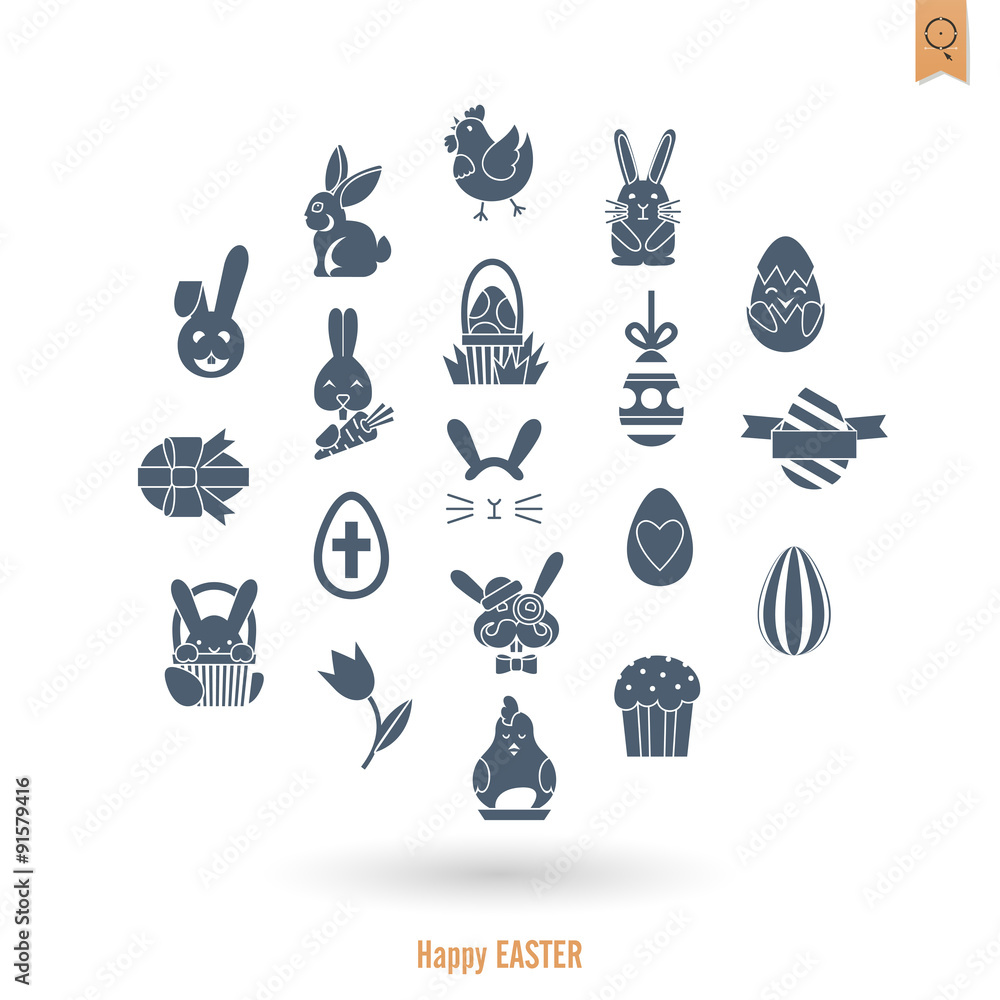 Fototapeta premium Celebration Easter Icons
