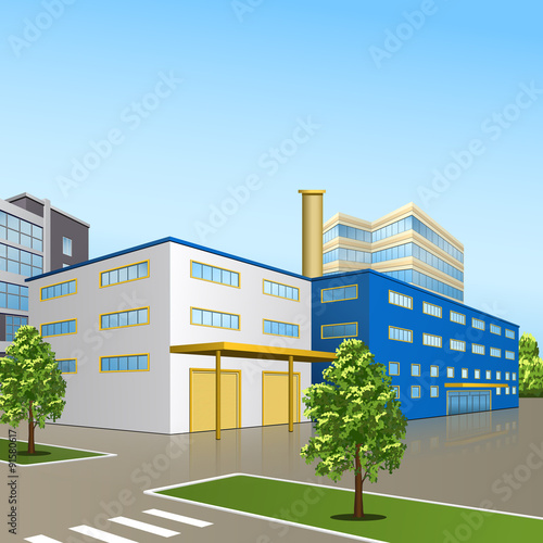 factory building with offices and production facilities