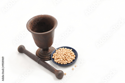 vintage pestle with chick-pea