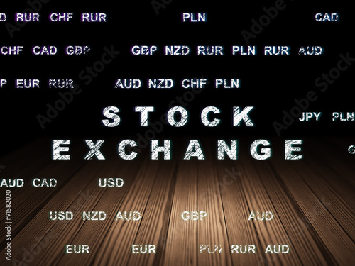 Finance concept: Stock Exchange in grunge dark room