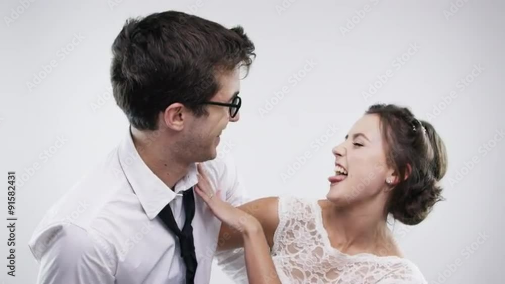 Bride and Groom dancing funny slow motion wedding photo booth series Bride and Groom dancing funny slow motion wedding photo booth series