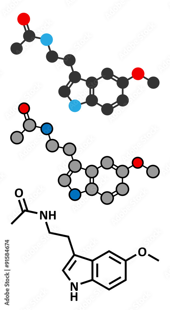 Melatonin hormone molecule. 