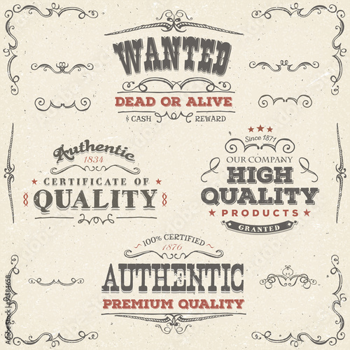 Hand Drawn Vintage Quality Banners And Labels