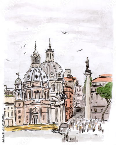 Sketch of square in Rome