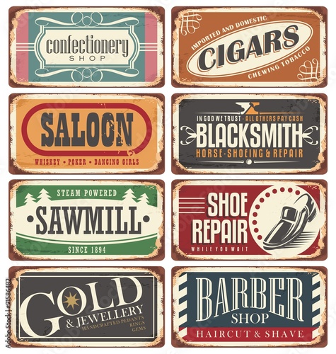 Vintage shop signs collection