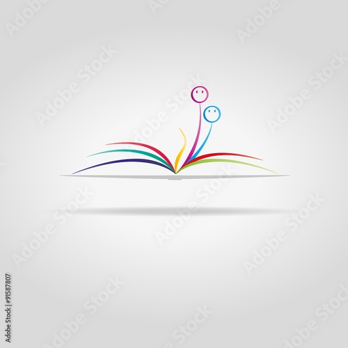 abstract open book with faces