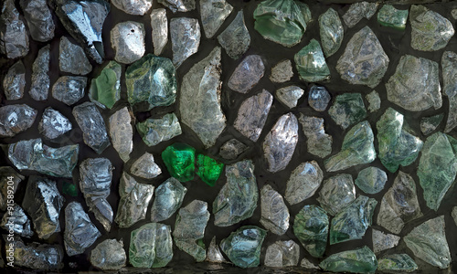 Wall of glass.Waste from the glass factory.