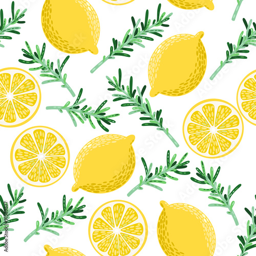 Seamless lemon and rosemary