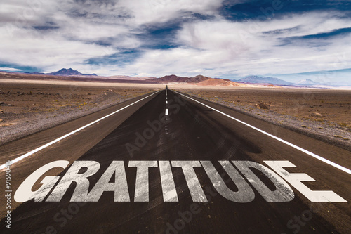 Картината върху платно Gratitude written on desert road