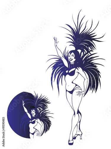 flat geometric design of dancing samba queen
