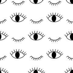 Fototapete Augenmuster Abstrakte Augen Schwarz-Weiß Illustration  © in_dies_magis